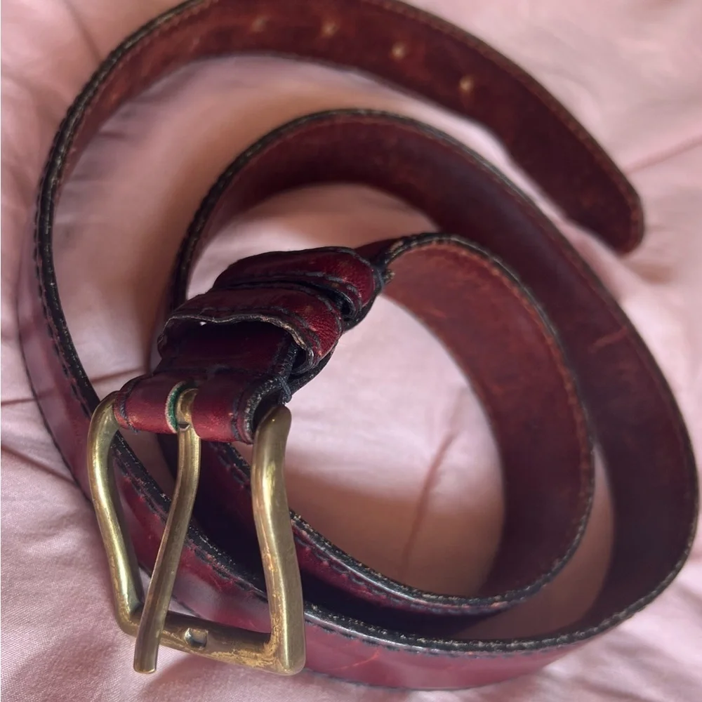 Classic Brown Leather Belt with Gold Buckle